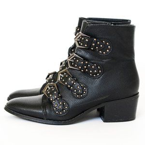 Women Catherine Malandrino Paty Studded Buckle Biker Booties size 6.5
